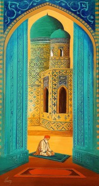 S. A. Noory, Bukhara-Uzbekistan, 18 x 36 Inch, Acrylic on Canvas, Cityscape Painting, AC-SAN-128